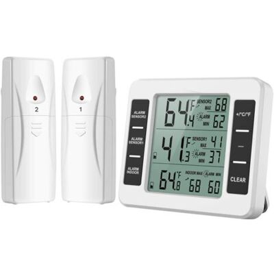 SCORPIO Thermomètre Frigo, Thermometre Réfrigérateur Avec Alarme Congélateur, Thermomètre Intérieur Extérieur Sans Fil Avec 2 Capteurs, Min/max Et Alarme Température, Thermomètre Connecté Pour Maison - Publicité SCORPIO Thermomètre Frigo, Thermometre Réfrigérateur Avec Alarme Congélateur, Thermomètre Intérieur Extérieur Sans Fil Avec 2 Capteurs, Min/max Et Alarme Température, Thermomètre Connecté Pour Maison - Publicité