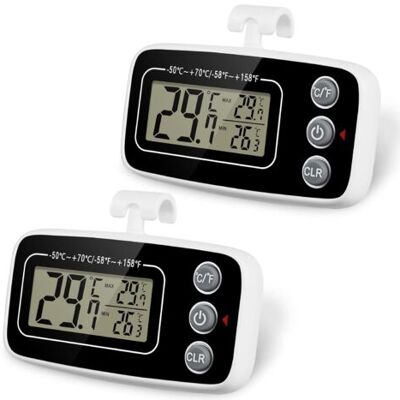 SCORPIO Thermomètre De Réfrigérateur, 2 Thermomètres De Congélateur Étanches Avec Crochet Fonction D'Enregistrement Max/min Écran Lcd Facile À Lire Parfait Pour La Maison (blanc Et Noir) - Publicité SCORPIO Thermomètre De Réfrigérateur, 2 Thermomètres De Congélateur Étanches Avec Crochet Fonction D'Enregistrement Max/min Écran Lcd Facile À Lire Parfait Pour La Maison (blanc Et Noir) - Publicité