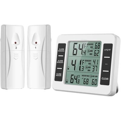 Scotch Thermometre Réfrigérateur Avec Alarme Congélateur, Thermomètre Intérieur Extérieur Sans Fil Avec 2 Capteurs, Min/max Et Alarme Température, Thermomètre Connecté Pour Maison - Publicité Scotch Thermometre Réfrigérateur Avec Alarme Congélateur, Thermomètre Intérieur Extérieur Sans Fil Avec 2 Capteurs, Min/max Et Alarme Température, Thermomètre Connecté Pour Maison - Publicité