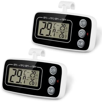 BRAST Thermomètre De Réfrigérateur, 2pcs Thermomètre Étanche Pour Congélateur Aec Crochet Fonction D'Enregistrement Max/min Affichage Acl Facile À Lire Idéal Pour La Maison (blanc Et Noir) - Publicité BRAST Thermomètre De Réfrigérateur, 2pcs Thermomètre Étanche Pour Congélateur Aec Crochet Fonction D'Enregistrement Max/min Affichage Acl Facile À Lire Idéal Pour La Maison (blanc Et Noir) - Publicité