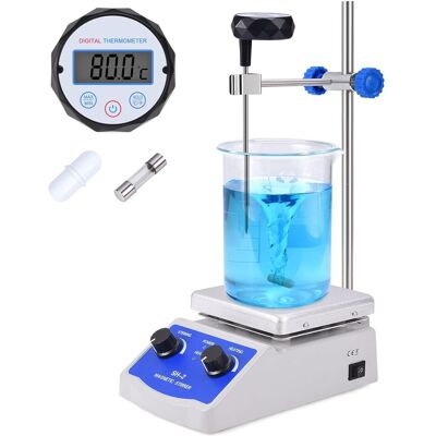 OEM Mélangeur À Plaque Chaude Magnétique Sh-2 Max 520 ℉ Plaque D'Agitation De Laboratoire À Chaud 2000 Tr/min Avec Thermomètre, Barre D'Agitation Et Support - Publicité OEM Mélangeur À Plaque Chaude Magnétique Sh-2 Max 520 ℉ Plaque D'Agitation De Laboratoire À Chaud 2000 Tr/min Avec Thermomètre, Barre D'Agitation Et Support - Publicité