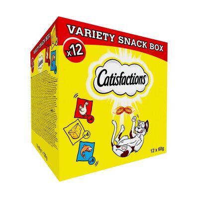 Snacks pour chats Catisfactions - Pack varié 12x60g - Publicité Snacks pour chats Catisfactions - Pack varié 12x60g - Publicité
