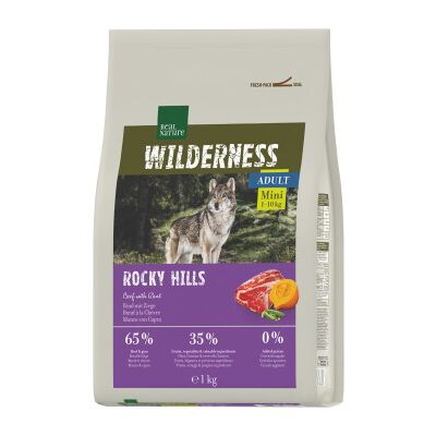 Real Nature Wilderness Mini Rocky Hills Bœuf et Chèvre 1kg - Nourriture pour chiens - Publicité Real Nature Wilderness Mini Rocky Hills Bœuf et Chèvre 1kg - Nourriture pour chiens - Publicité