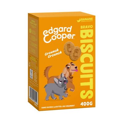 Biscuits pour chiens adultes Edgard & Cooper à la banane - 400 g - Publicité Biscuits pour chiens adultes Edgard & Cooper à la banane - 400 g - Publicité