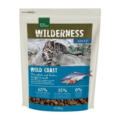 Nourriture pour chats adultes Real Nature Wilderness Wild Coast - Côte Sauvage, Poulet, Bison & Krill - Publicité Nourriture pour chats adultes Real Nature Wilderness Wild Coast - Côte Sauvage, Poulet, Bison & Krill - Publicité