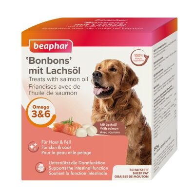 Beaphar Friandises pour chiens à l'huile de saumon - 245g - Publicité Beaphar Friandises pour chiens à l'huile de saumon - 245g - Publicité