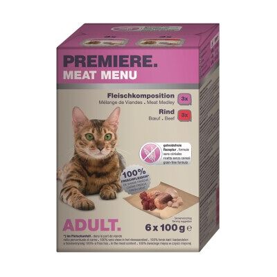 Premiere Meat Menu Multipack pour chats, 6x100g - Publicité Premiere Meat Menu Multipack pour chats, 6x100g - Publicité