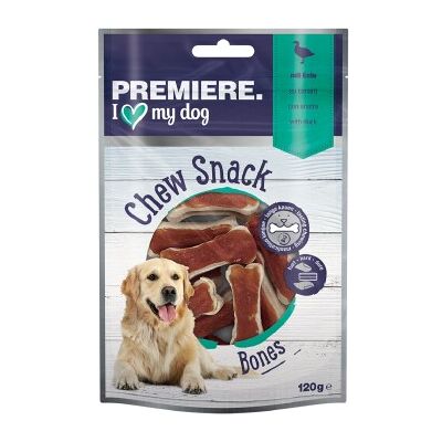 PREMIERE Os à mâcher au canard 12 pcs - Collation pour chiens - Publicité PREMIERE Os à mâcher au canard 12 pcs - Collation pour chiens - Publicité