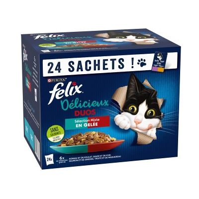 FELIX - Meat Fish Duos - 24 x 85 g - Sachet de nourriture pour chat - Publicité FELIX - Meat Fish Duos - 24 x 85 g - Sachet de nourriture pour chat - Publicité