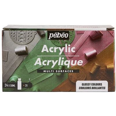 Ensemble d'Acryliques Multi-Surface Pebeo - Brillant/Péroulécent - 24 x 59ml - Publicité Ensemble d'Acryliques Multi-Surface Pebeo - Brillant/Péroulécent - 24 x 59ml - Publicité