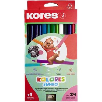 Kores Crayons de couleur Kolores JUMBO - 24 Couleurs Triangulaires - Publicité Kores Crayons de couleur Kolores JUMBO - 24 Couleurs Triangulaires - Publicité