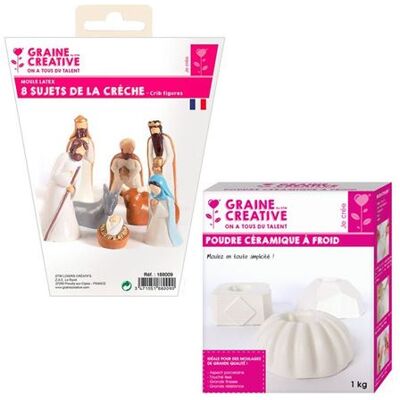 Non communiqué 8 moules en latex Santons - Crèche de Noël + Céramique à froid 1 kg Multicolore - Publicité Non communiqué 8 moules en latex Santons - Crèche de Noël + Céramique à froid 1 kg Multicolore - Publicité