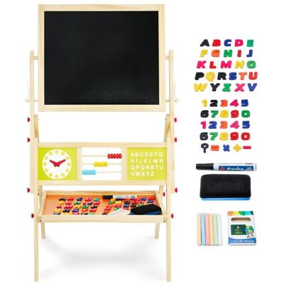 Non communiqué Mamabrum Tableau Enfant en Bois Double Face Magnétique & Tableau Noir 98x 45x42cm - Chevalet avec Boulier & Horloge, Craie Eponge Lettres - Pliable Blanc - Publicité Non communiqué Mamabrum Tableau Enfant en Bois Double Face Magnétique & Tableau Noir 98x 45x42cm - Chevalet avec Boulier & Horloge, Craie Eponge Lettres - Pliable Blanc - Publicité