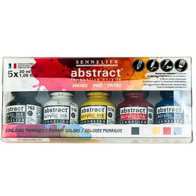 Sennelier Encre acrylique Abstrait Ensemble 5 x 30 ml - Acrylic Ink Set - Publicité Sennelier Encre acrylique Abstrait Ensemble 5 x 30 ml - Acrylic Ink Set - Publicité
