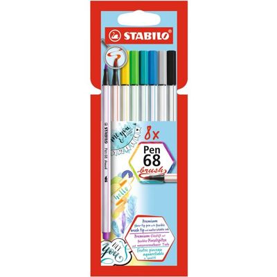 Stylo à pinceau STABILO Pen 68 - Pack de 8 - Publicité Stylo à pinceau STABILO Pen 68 - Pack de 8 - Publicité