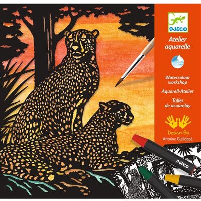 Ensemble créatif à l'aquarelle Djeco - Animaux sauvages - 6-10 ans - Publicité Ensemble créatif à l'aquarelle Djeco - Animaux sauvages - 6-10 ans - Publicité