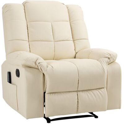 Homcom - Fauteuil - Creme PU - 165° inclinaison - Recliner - Publicité Homcom - Fauteuil - Creme PU - 165° inclinaison - Recliner - Publicité