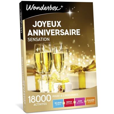 Coffret cadeau Wonderbox Joyeux anniversaire Sensation - Publicité Coffret cadeau Wonderbox Joyeux anniversaire Sensation - Publicité
