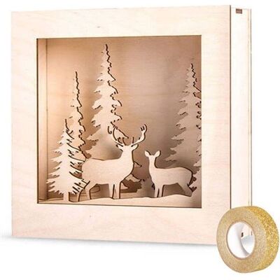 Kit Cadre de Noël en Bois Rayher 20x20cm + Ruban adhésif pailleté doré - Publicité Kit Cadre de Noël en Bois Rayher 20x20cm + Ruban adhésif pailleté doré - Publicité