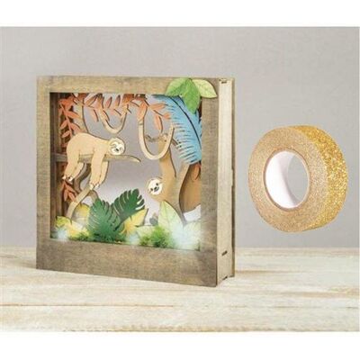 Rayher Cadre bois à motif 3D Paresseux 24 x 24 cm + masking tape doré à paillettes 5 m Beige - Publicité Rayher Cadre bois à motif 3D Paresseux 24 x 24 cm + masking tape doré à paillettes 5 m Beige - Publicité