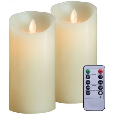 Non communiqué Lot de 2 bougies à LED 15 cm en cire avec télécommande, flamme vacillante - Vivezen beige - Publicité Non communiqué Lot de 2 bougies à LED 15 cm en cire avec télécommande, flamme vacillante - Vivezen beige - Publicité