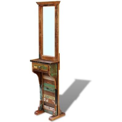 Miroir en bois recyclé avec tiroir - 180cm de haut - Publicité Miroir en bois recyclé avec tiroir - 180cm de haut - Publicité
