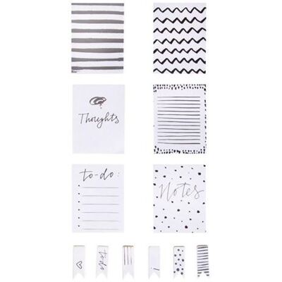 Rayher 12 mini blocs-notes adhésifs - noir et argent - Cahiers - Publicité Rayher 12 mini blocs-notes adhésifs - noir et argent - Cahiers - Publicité