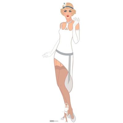 Iconicgreats Robe Blanche de Flapper et Figurine en Carton à Taille Réelle et Mini - Panneau en Carton - Publicité Iconicgreats Robe Blanche de Flapper et Figurine en Carton à Taille Réelle et Mini - Panneau en Carton - Publicité
