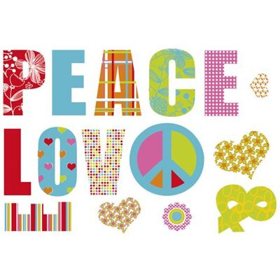 KOMAR Love & Peace, Sticker murale - 100x70 cm Multicolors - Publicité KOMAR Love & Peace, Sticker murale - 100x70 cm Multicolors - Publicité