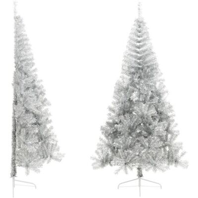 Non communiqué Demi sapin de Noël artificiel avec support argenté 240 cm PET Argenté - Publicité Non communiqué Demi sapin de Noël artificiel avec support argenté 240 cm PET Argenté - Publicité