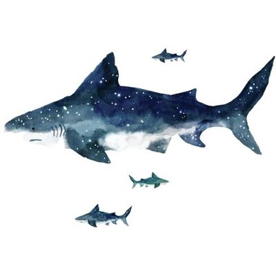 RoomMates stickers muraux xl Shark vinyl 6 pièces Bleu - Publicité RoomMates stickers muraux xl Shark vinyl 6 pièces Bleu - Publicité