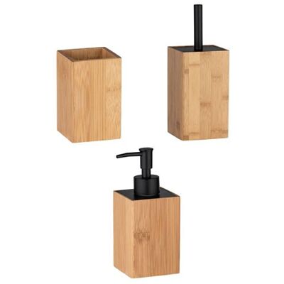 Wenko Toilinux - Set accessoires de salle de bain design bambou Padua - Marron - Padua Marron - Publicité Wenko Toilinux - Set accessoires de salle de bain design bambou Padua - Marron - Padua Marron - Publicité