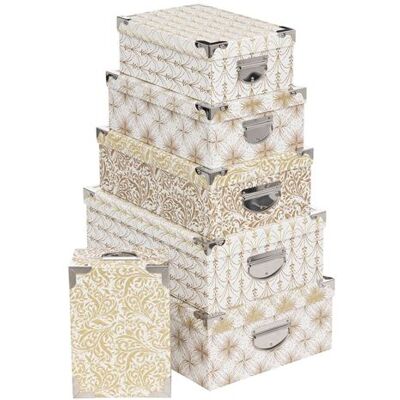 Non communiqué Atmosphera - Lot de 6 boîtes pour cadeaux de Noël - Blanc et doré Blanc - Publicité Non communiqué Atmosphera - Lot de 6 boîtes pour cadeaux de Noël - Blanc et doré Blanc - Publicité