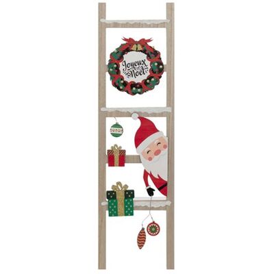 Non communiqué Atmosphera - Pancarte échelle Joyeux Noël en bois avec Père Noël et couronne - H 65 cm Multicolore - Publicité Non communiqué Atmosphera - Pancarte échelle Joyeux Noël en bois avec Père Noël et couronne - H 65 cm Multicolore - Publicité