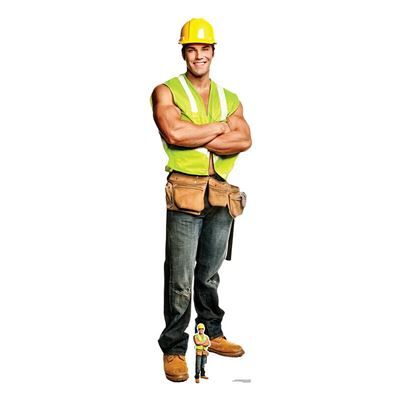 Générique STAR CUTOUTS Figurine en carton Chippendale en tenue d'ouvrier du bâtiment avec son gilet jaune 181 cm Multicolors - Publicité Générique STAR CUTOUTS Figurine en carton Chippendale en tenue d'ouvrier du bâtiment avec son gilet jaune 181 cm Multicolors - Publicité