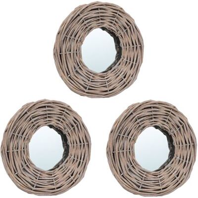 vidaXL Miroirs 3 pcs 15 cm Osier Brun - Publicité vidaXL Miroirs 3 pcs 15 cm Osier Brun - Publicité