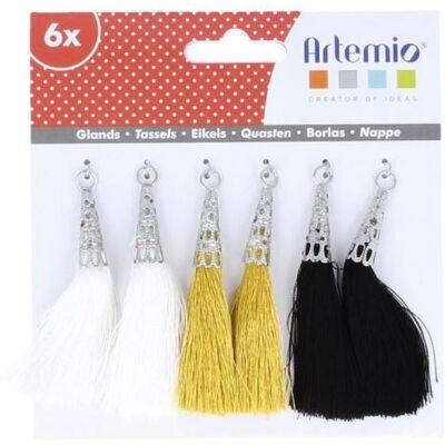 Artemio 6 pompons blanc-doré-noir Doré - Publicité Artemio 6 pompons blanc-doré-noir Doré - Publicité