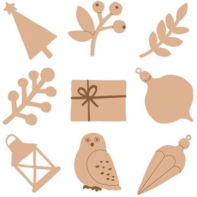 Artemio Modèle 27 Mini Décorations en Bois - Noël - Beige - Publicité Artemio Modèle 27 Mini Décorations en Bois - Noël - Beige - Publicité