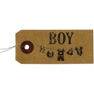 Artemio Etiquettes kraft + Tampon bois - Boy Marron - Publicité Artemio Etiquettes kraft + Tampon bois - Boy Marron - Publicité