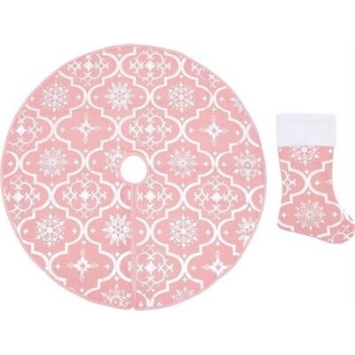 Jupe de Noël de luxe avec chaussette rose vidaXL - Support arbre de Noël - Publicité Jupe de Noël de luxe avec chaussette rose vidaXL - Support arbre de Noël - Publicité