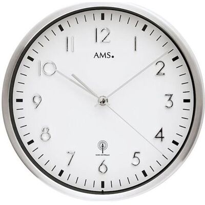 Horloge Murale AMS F5912 Argentée - Radio-pilotée & Quartz - Publicité Horloge Murale AMS F5912 Argentée - Radio-pilotée & Quartz - Publicité