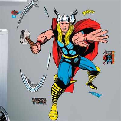 ROOMMATES Stickers Géant Thor Comics Marvel Rouge - Publicité ROOMMATES Stickers Géant Thor Comics Marvel Rouge - Publicité