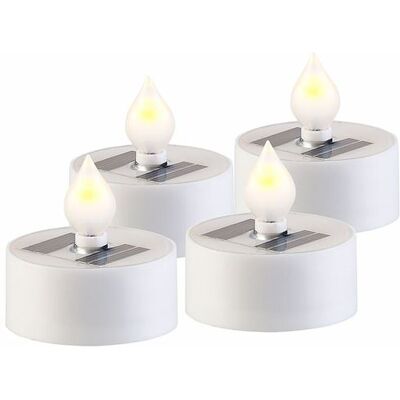 Lunartec : 4 bougies plates à LED avec chargeur solaire et capteur de luminosité - Publicité Lunartec : 4 bougies plates à LED avec chargeur solaire et capteur de luminosité - Publicité