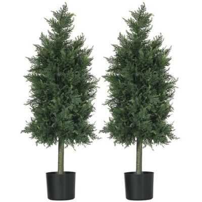 Non communiqué Lot de 2 plantes artificielles sapins cèdre H. 90 cm grand réalisme pot inclus - Publicité Non communiqué Lot de 2 plantes artificielles sapins cèdre H. 90 cm grand réalisme pot inclus - Publicité