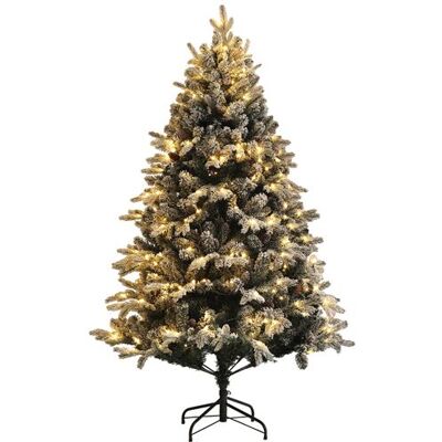 Non communiqué Sapin de Noël artificiel LED enneigé H. 180 cm - 200 LEDs blanc chaud, 793 branches - vert blanc - Publicité Non communiqué Sapin de Noël artificiel LED enneigé H. 180 cm - 200 LEDs blanc chaud, 793 branches - vert blanc - Publicité