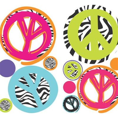 ROOMMATES Stickers - Peace & Love - Hauteur 45,7 cm Multicolors - Publicité ROOMMATES Stickers - Peace & Love - Hauteur 45,7 cm Multicolors - Publicité