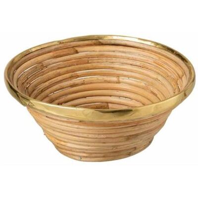 Non communiqué Panier Rond Déco "Rotin" 28cm Or & Naturel Beige - Publicité Non communiqué Panier Rond Déco "Rotin" 28cm Or & Naturel Beige - Publicité