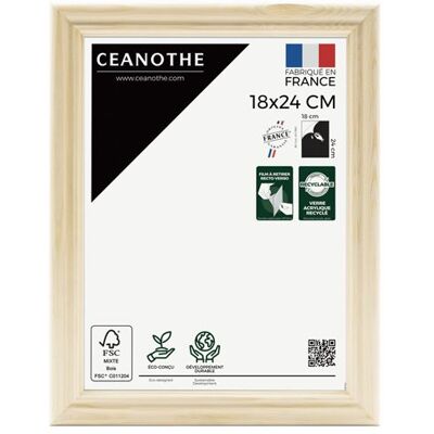 BRIO Cadre photo Circée Authentic naturel 18x24 cm CEANOTHE en bois massif fsc Verre acrylique Incassable - Fabriqué en France Bois brut - Publicité BRIO Cadre photo Circée Authentic naturel 18x24 cm CEANOTHE en bois massif fsc Verre acrylique Incassable - Fabriqué en France Bois brut - Publicité