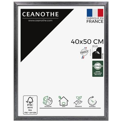 BRIO Cadre photo Perle noir 40x50 cm CEANOTHE en bois massif fsc Verre acrylique Incassable - Fabriqué en France Noir - Publicité BRIO Cadre photo Perle noir 40x50 cm CEANOTHE en bois massif fsc Verre acrylique Incassable - Fabriqué en France Noir - Publicité