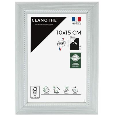 BRIO Cadre photo Perle gris clair 10x15 cm CEANOTHE en bois massif fsc Verre acrylique Incassable - Fabriqué en France Gris clair - Publicité BRIO Cadre photo Perle gris clair 10x15 cm CEANOTHE en bois massif fsc Verre acrylique Incassable - Fabriqué en France Gris clair - Publicité